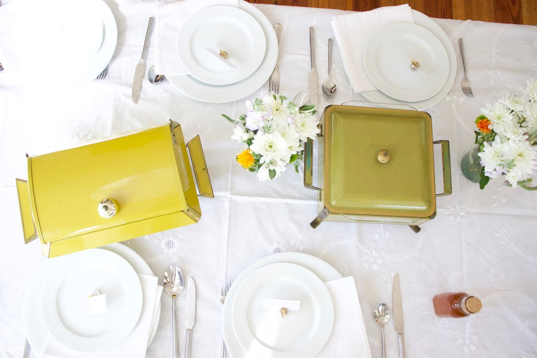 Mid-Century Modern Olive Chafing Dish
