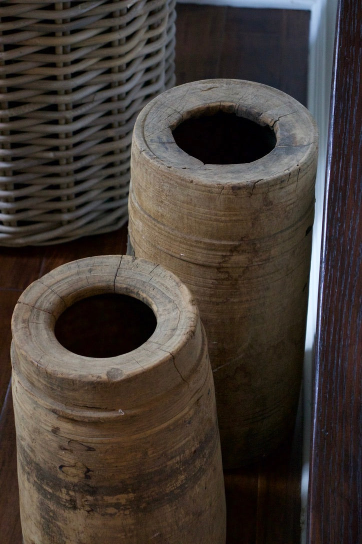 Antique Indian Wood Butter Pots