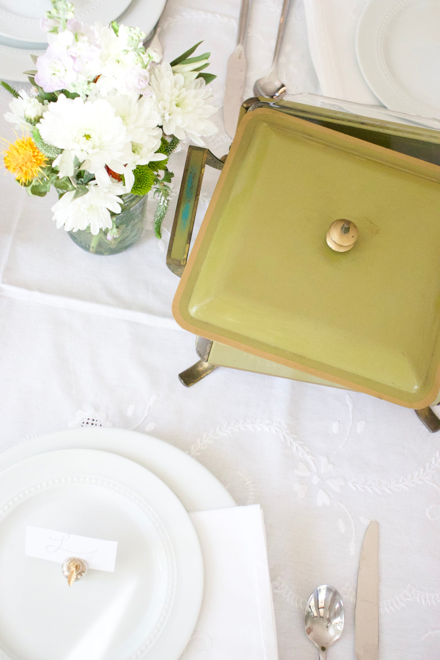 Mid-Century Modern Olive Chafing Dish