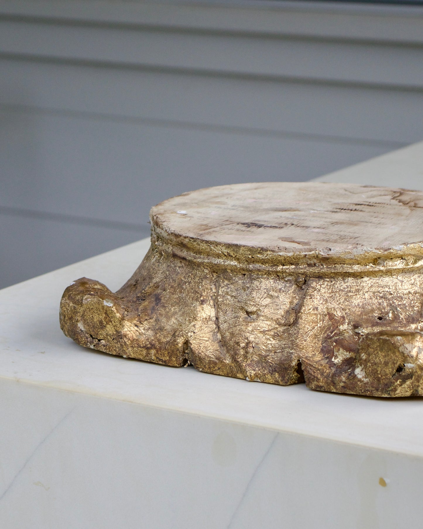 Hand Carved Pillar Base Gold Leaf