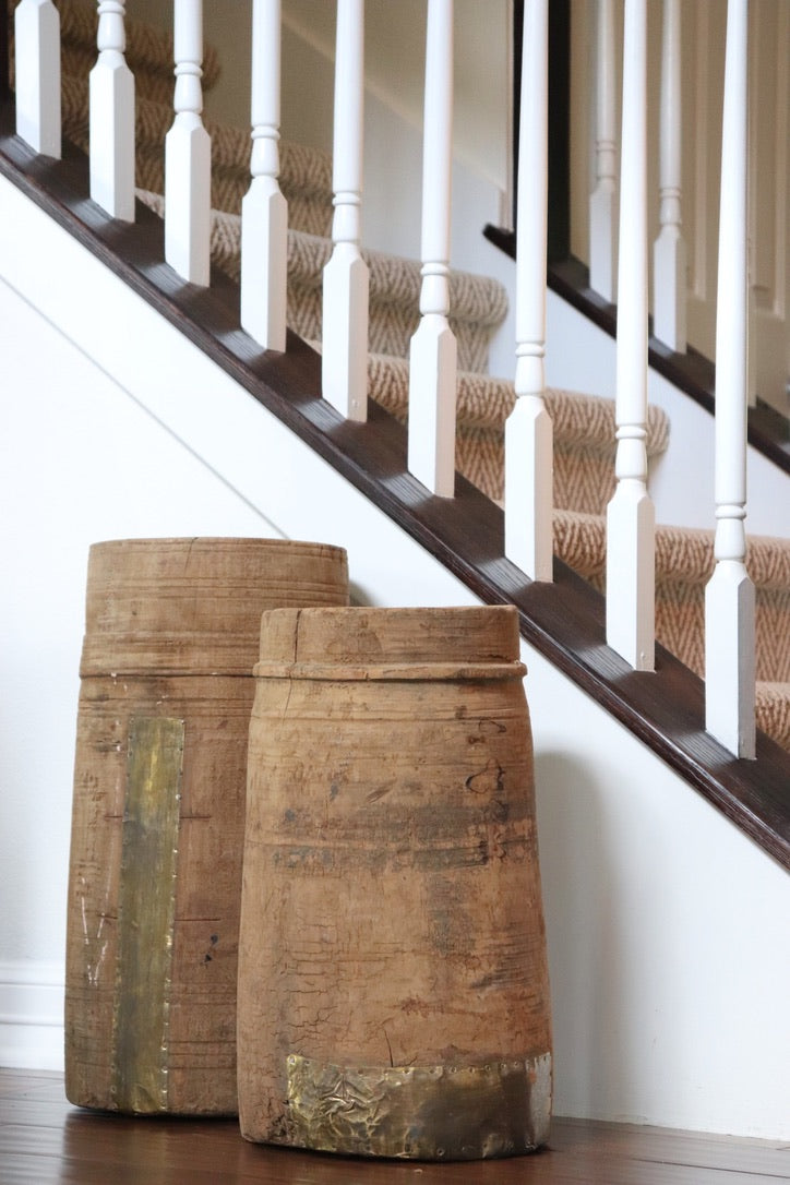 Antique Indian Wood Butter Pots