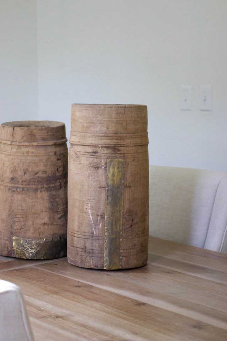 Antique Indian Wood Butter Pots