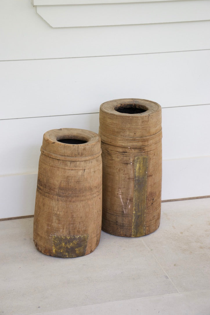 Antique Indian Wood Butter Pots